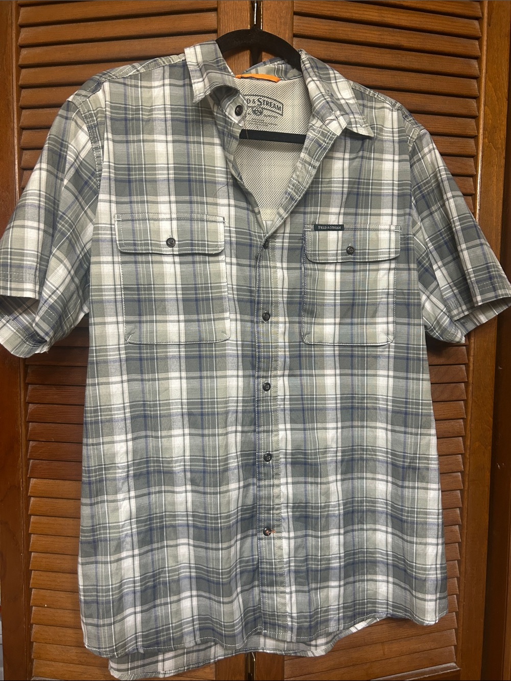 Field & Stream Men's Short-Sleeve Plaid Button-Down Shirt - Gray & Blue